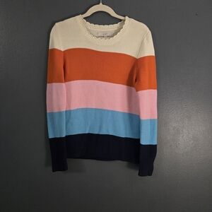 LOFT Colorful Striped Crew Neck Sweater